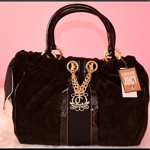 Juicy Couture Black Velour Large Daydreamer Bag